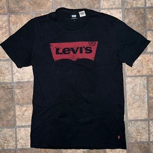 Levis Shirt Adult Black Logo Short Sleeve Pullover Tee Mens Size Small